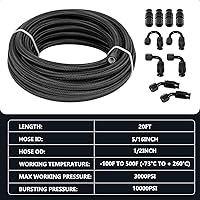 Vista 2 de 6AN - Kit de manguera de línea de combustible de 20 pies, manguera de combustible trenzada de nailon E85 de 20 pies