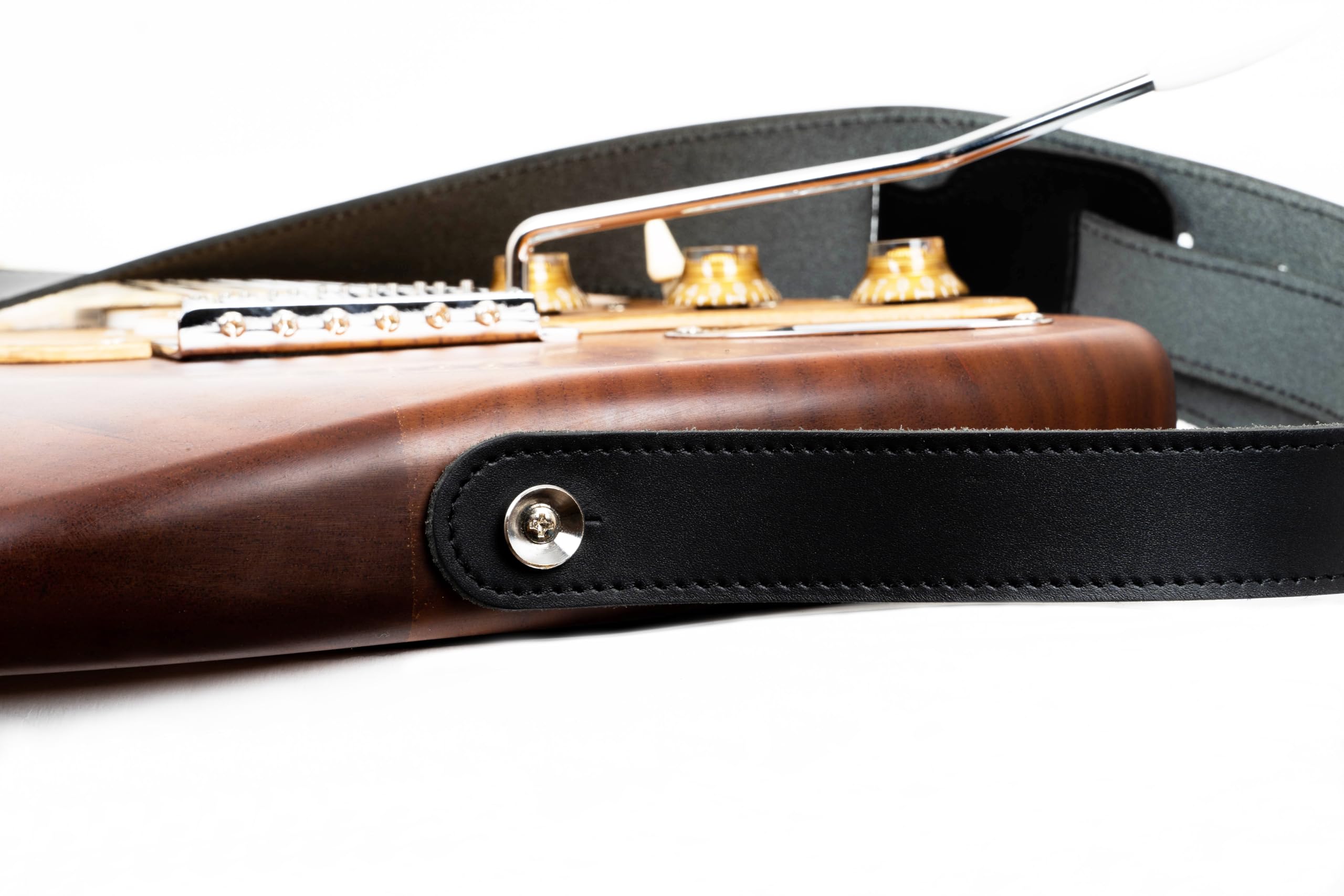 Gitarrengurt, klassisches Naturleder, verstellbare Länge, für Akustik-, Elektro-, Bassgitarren, Geschenk für Gitarristen, löst Schulter- und Nackenverspannungen (schwarz)