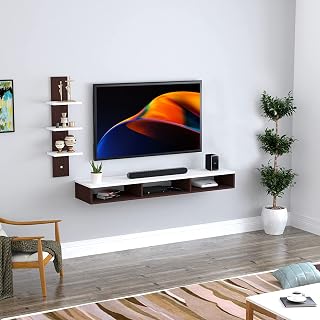 Engineered Wood Tv Unit for Living Room, Entertainment Unit for Home, Wall Hanging, Mounted Unit for 32 Inch Tv Color (WENGE White)