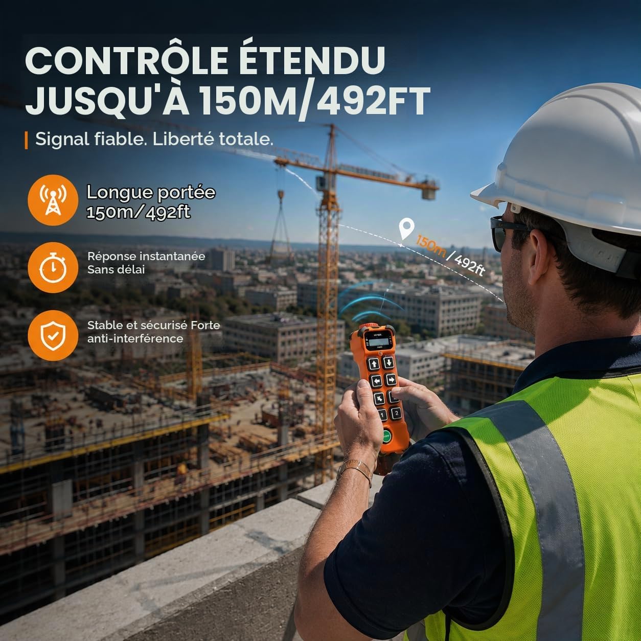 H108 Télécommande de Grue Sans Fil 12V 24V (12-65V) 8 Canaux