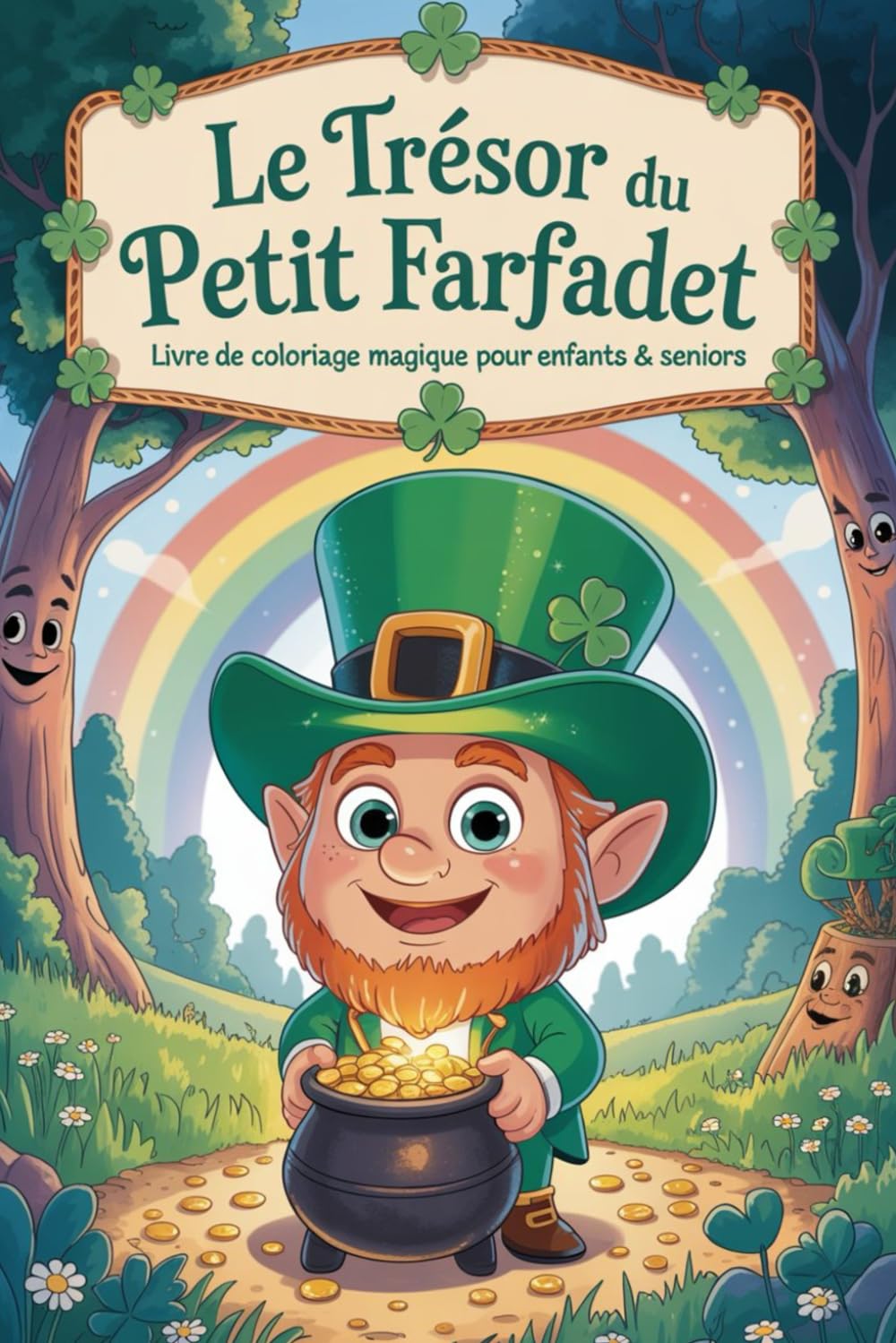 Le Trésor du Petit Farfadet – Livre de Coloriage Magique pour Enfants & Seniors | 92 Illustrations Féeriques: Scènes Fantaisie Irlandaises, Trèfles et ... | Pages Recto Seul pour Éviter les Bavures