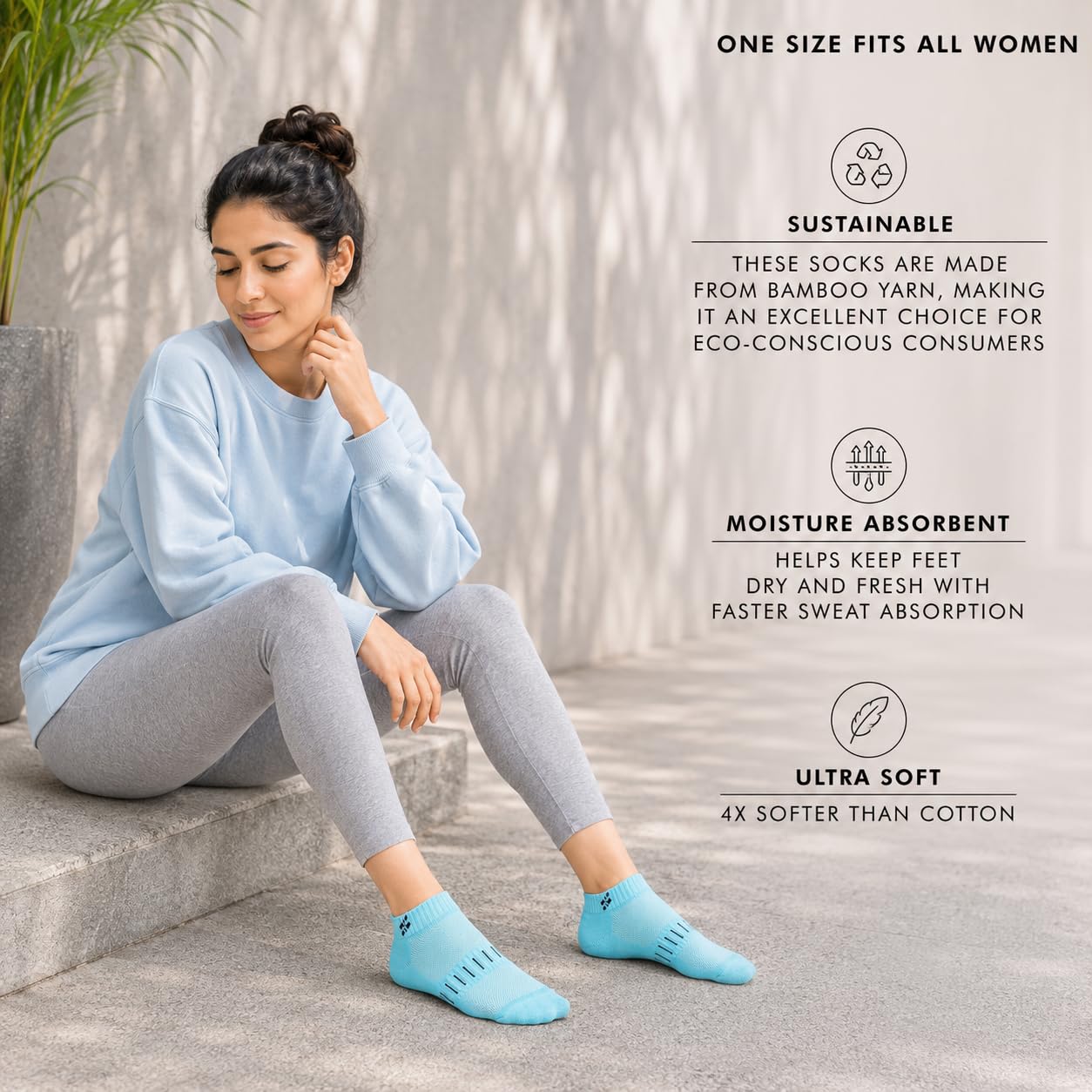Supersox Bamboo Ankle Length Socks for Woman | 4 Times Softer than Cotton | Sustainable Fabric | Anti-Odour Socks for Sports, Gym & Daily Wear | Sky Blue, Pink, Purple | Pack of 3 1