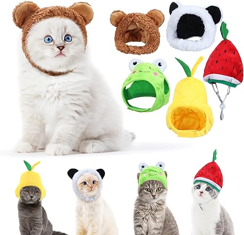 Weewooday Sombrero de gato de 5 piezas para disfraz de conejo, sombrero con orejas, divertido sombrero de plátano y piña, sombrero de gato para