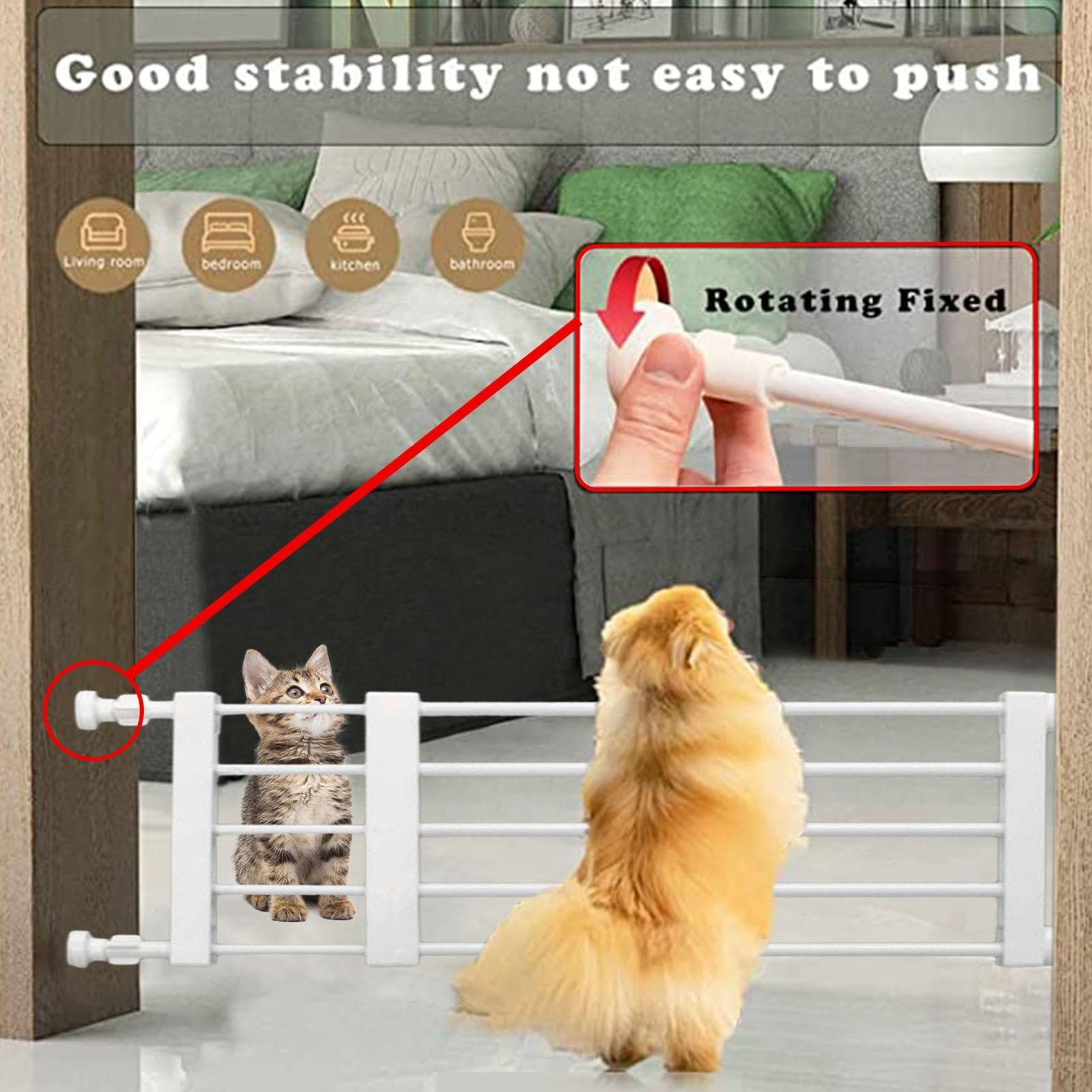 Cancelletto di sicurezza per cani | Lunghezza estensibile in acciaio basso Pet Safety Gate | Stabile cancello di sicurezza per animali domestici per scale | porte, corridoi, interni ed esterni