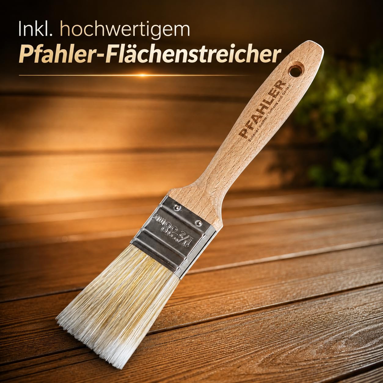 Osmo Terrassen-Öl Lärchen 009 Naturgetönt 2,5 l + Flächenstreicher Pinsel von Pfahler Gratis