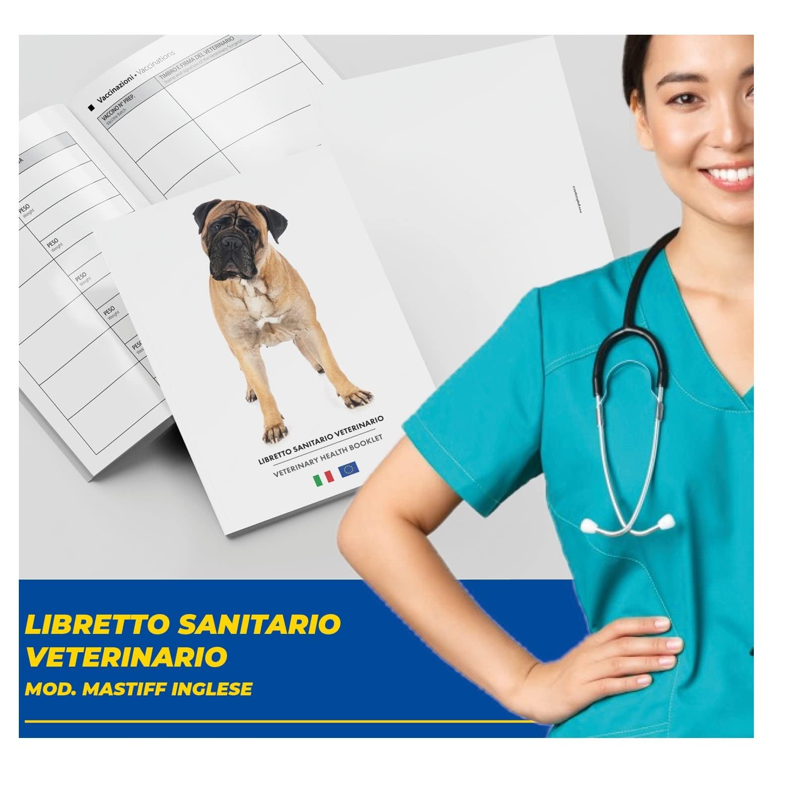 LIBRETTO SANITARIO VETERINARIO 15X21 CM - Mastiff Inglese - ideale per i nostri amici a 4 zampe (25)
