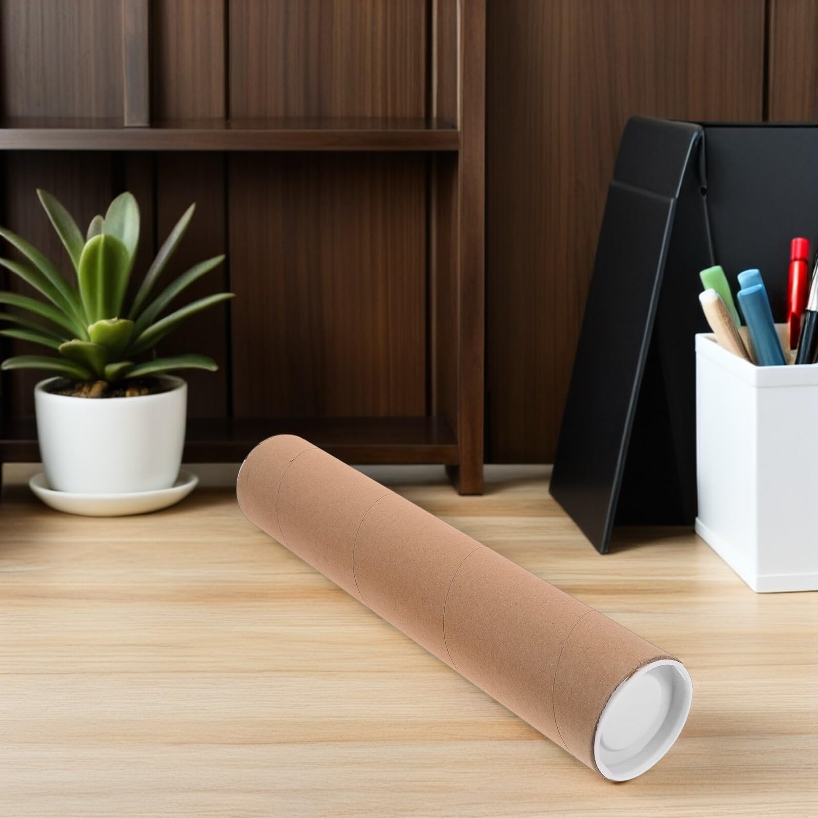 DOITOOL Lot de 5 Tubes en Papier Kraft Ronds 33,5x6,5 Cm Tubes à Affiche Épais 3 Mm Réutilisable pour Affiches et Documents pour Loisirs Créatifs et Envois Postaux