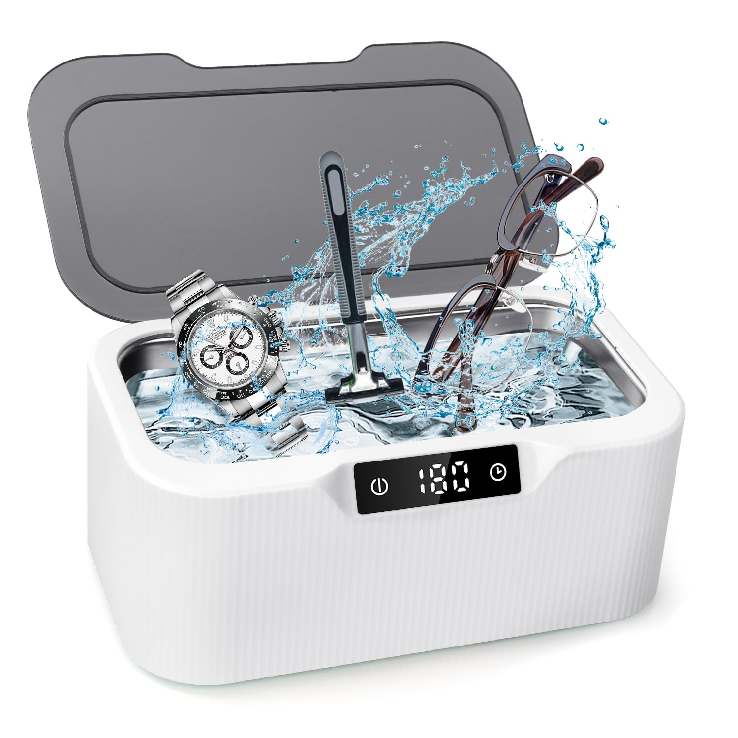 Ultradźwiękowy środek czyszczący, 500 ml profesjonalna myjka ultradźwiękowa, 45000 Hz czyszczenie ultradźwiękowe z 3 ustawieniami czasu, ultradźwiękowy środek czyszczący do biżuterii okularów,
