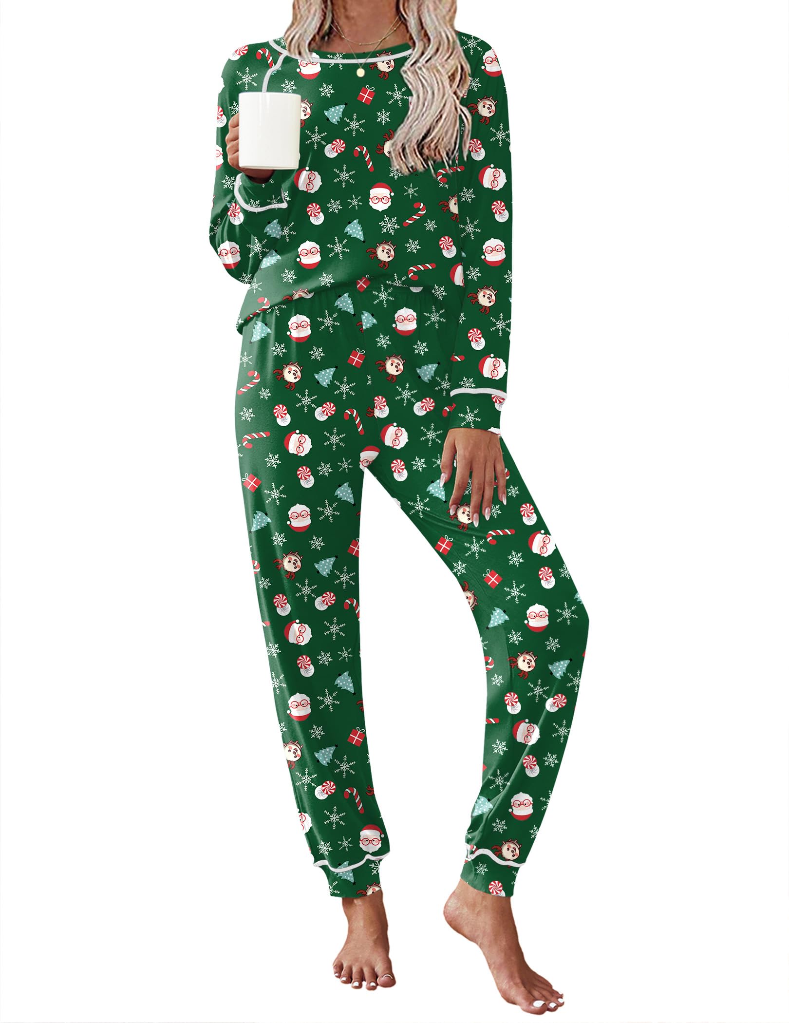 Ekouaer Pajamas Set for Women Soft Comfy Pjs Jogger Lounge Sets | Pullover Long Sleeve Sleepwear,Fall Jogger Loungewear,Gift for Mom,Wife,Friends