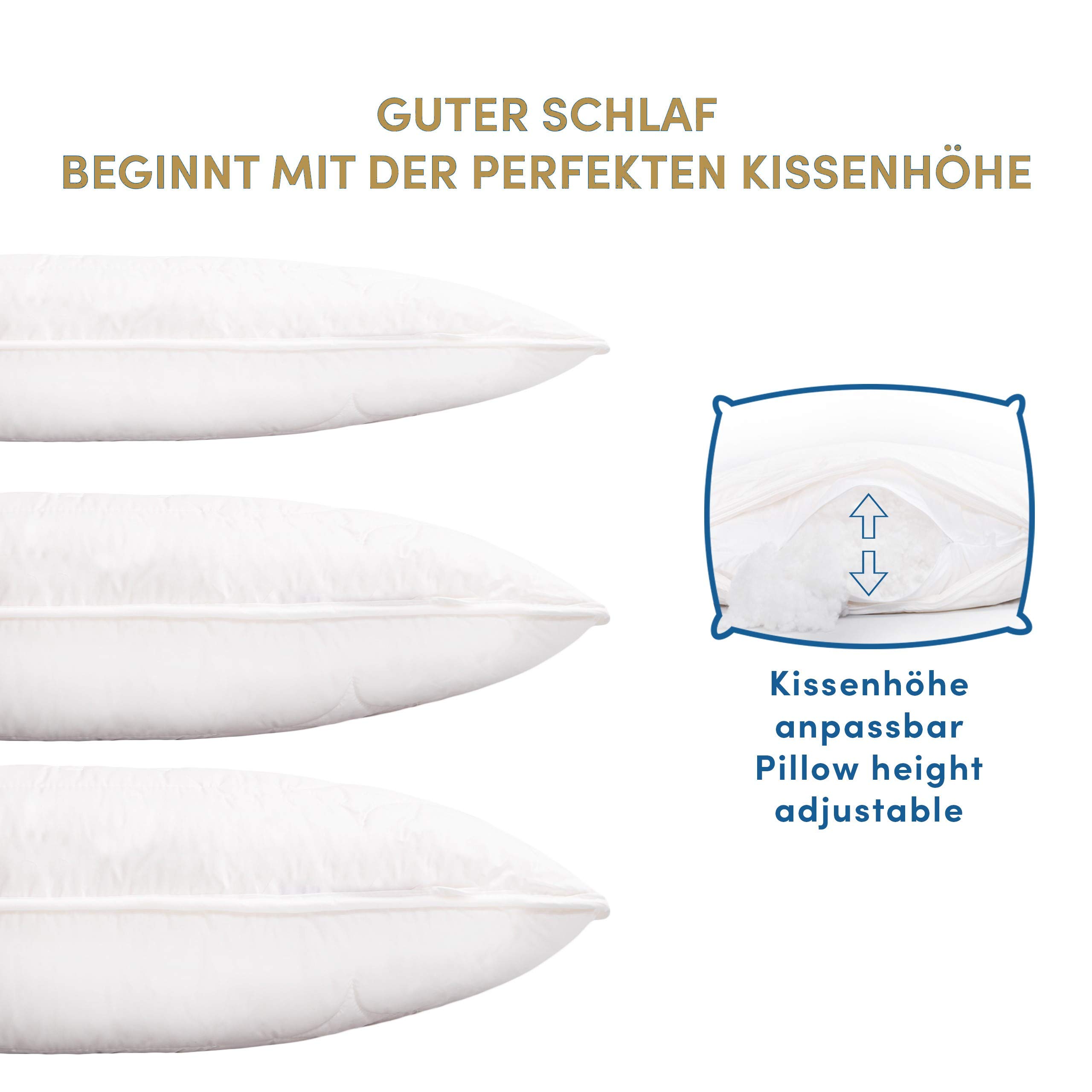 Schlafmond Der Kleine Prinz Naturfaser Kopfkissen 40 x 80 cm - Allergiker Kissen mit Hohlfaserkugel Kissenfüllung – Baumwoll Steppkissen 40x80 – Waschbar bis 40 Grad Made in Germany