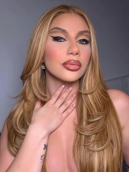 Long Straight Honey Blonde Wigs for Women 26 Inch Synthetic Middle Part