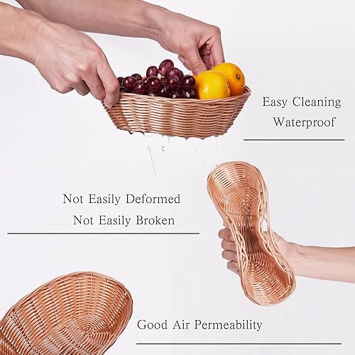 Miniatura 3 de Cesta para pan, paquete de 30 cestas ovaladas de plástico, de 9.2 pulgadas de ancho x 6.6 pulgadas de alto x 2.5 pulgadas de alto, cestas de