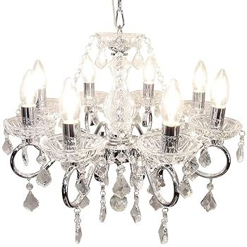 ホワイトガラス 8灯シャンデリア シャンデリア かわいい 姫系 白 ホワイト アンティーク 照明 8灯