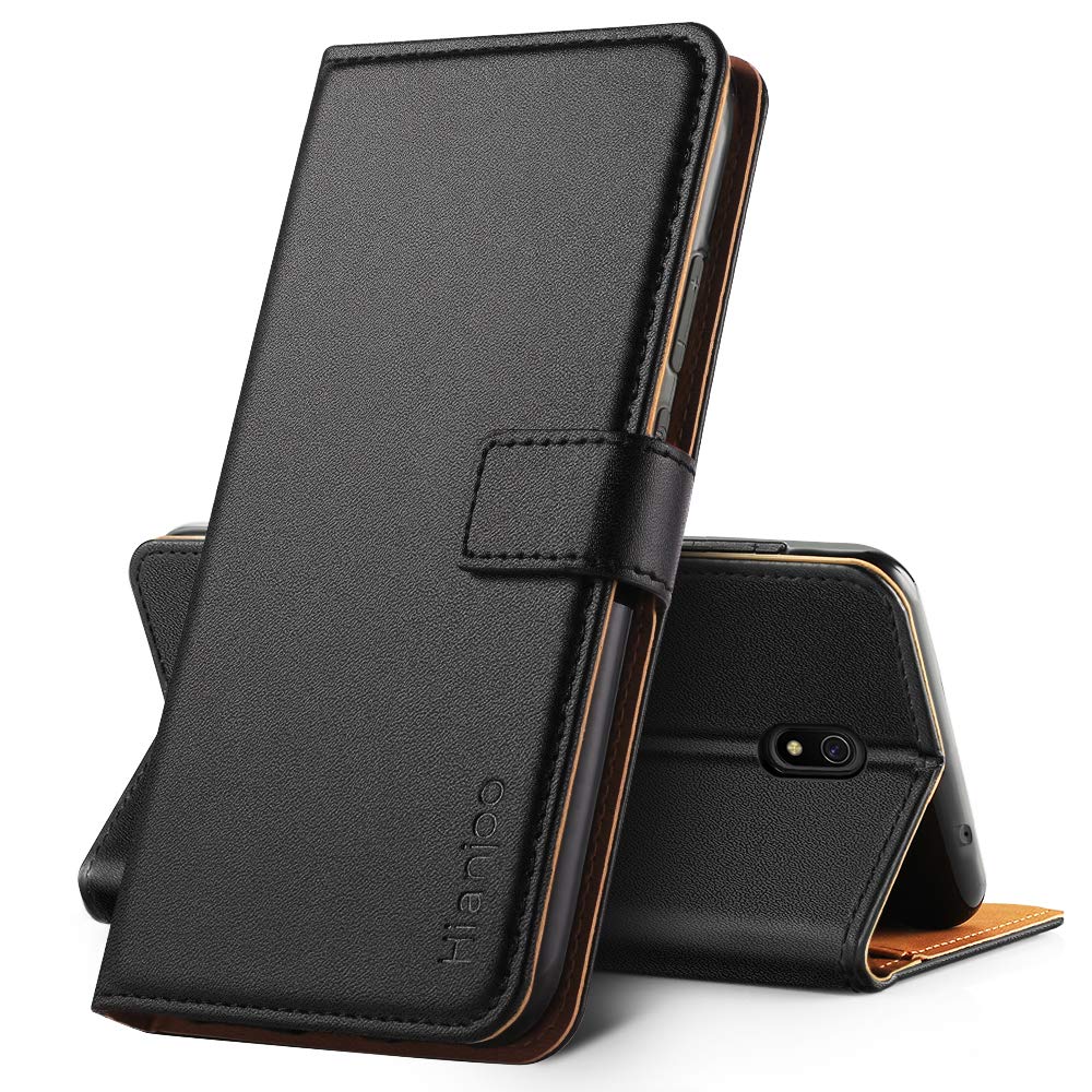 Hianjoo Case Compatible with Xiaomi Redmi 8A, Premium Protective Wallet Card Flip Cover Leather Phone Case Compatible with Xiaomi Redmi 8A - Black