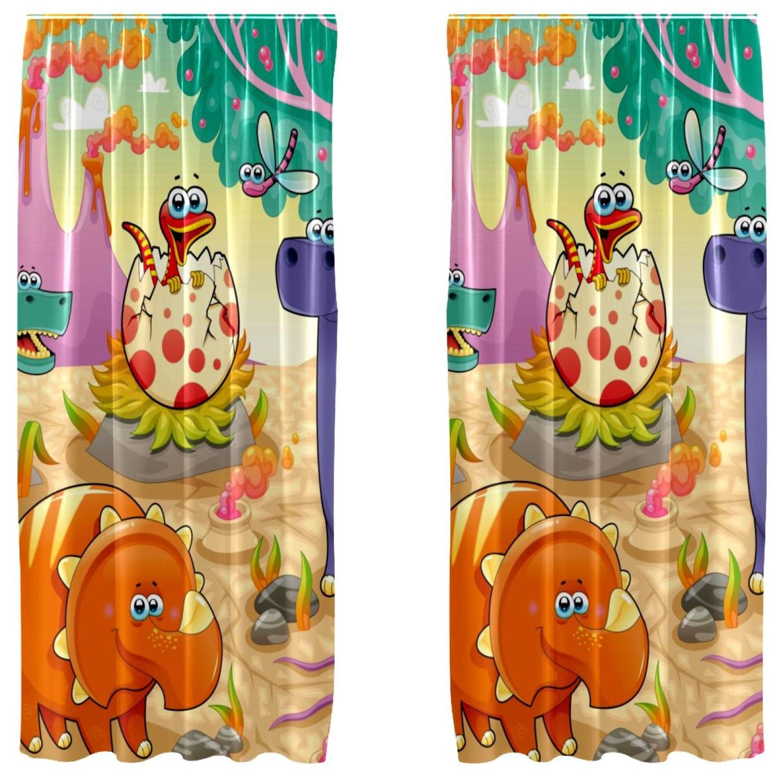 Rideau dinosaure 140x213 cm pour habillage de fenêtre de chambre d'enfant