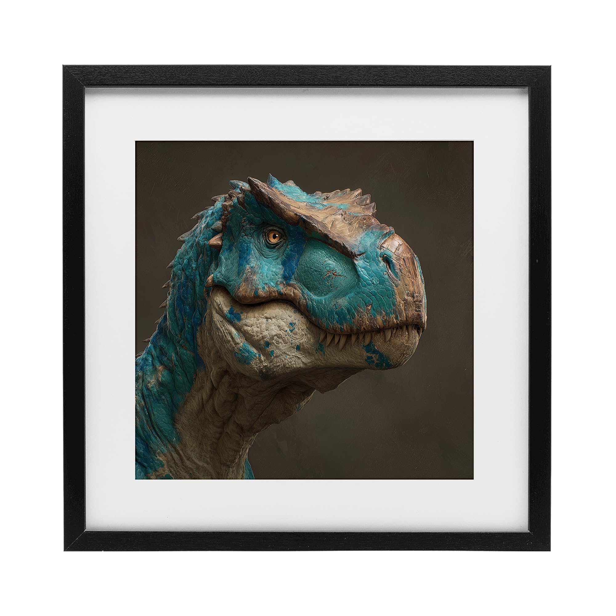 Stupell Industries Midnight Black (Textured) Cerulean Dinosaur Detail Nursery, 16 X 16 Inch Framed Print Under Glass