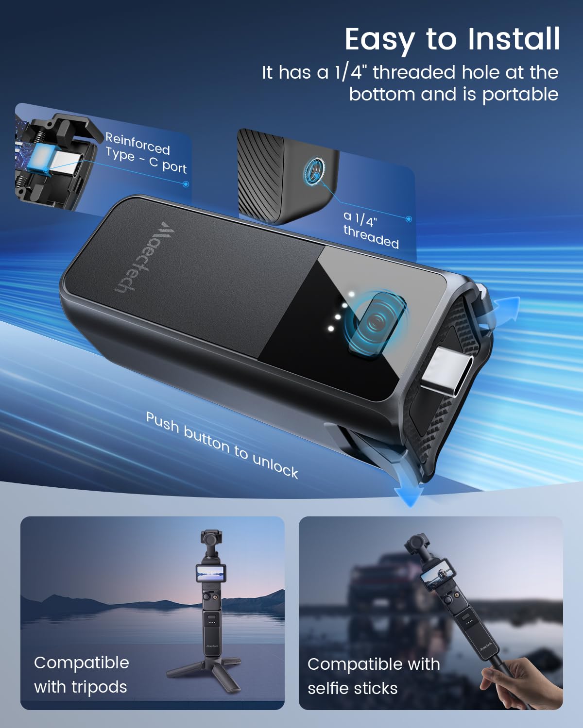Manico di batteria a ricarica rapida per Osmo Pocket 3 accessori per tasca 3 impugnature di batteria con celle di batteria originali di fabbrica