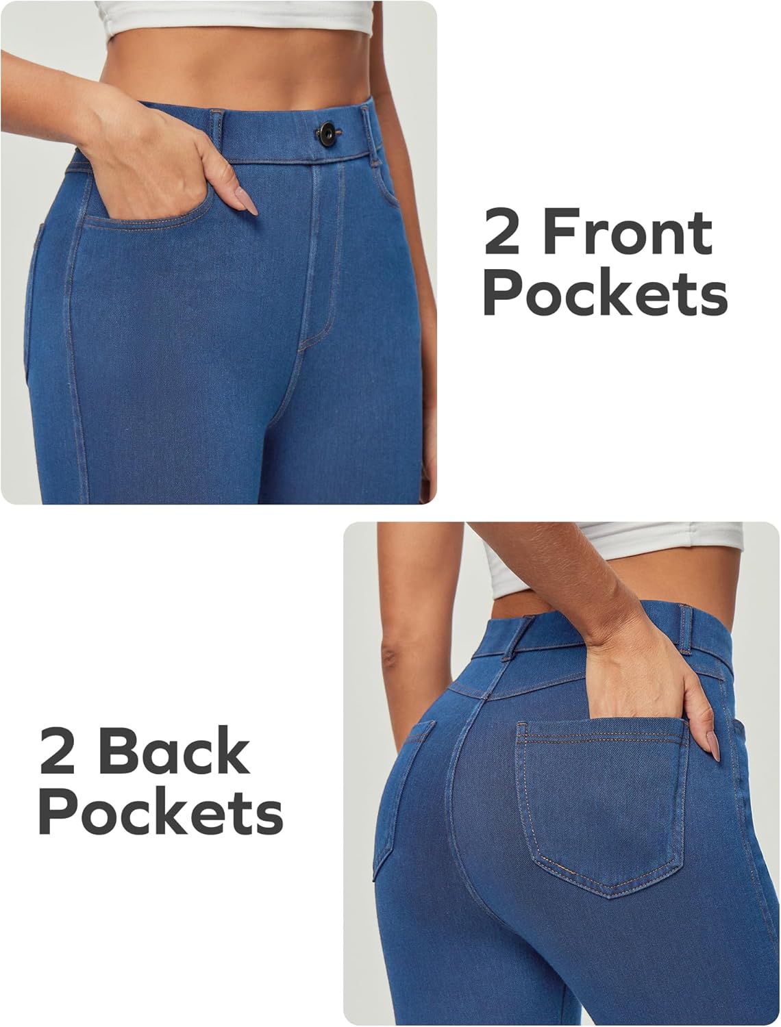 Ewedoos Women Jeans High Waisted Stretchy Skinny Jeans for Women Tummy Control Jeggings Pull on Jeans Leggings with Pockets - Image 4