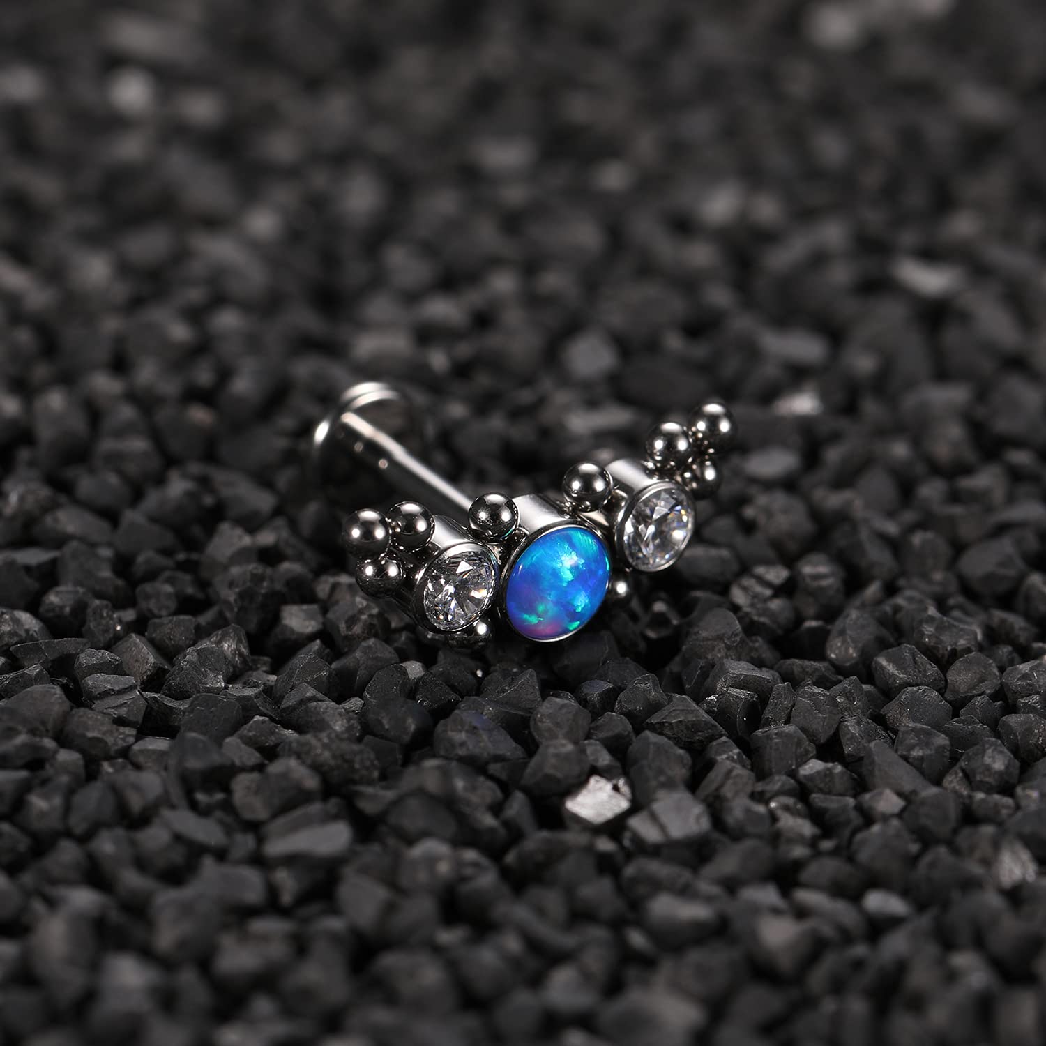 hengkaixuan 16G Titanium Labret Studs - Internally Threaded Flatback - Unisex - Silver - Piercing Jewellery - 5