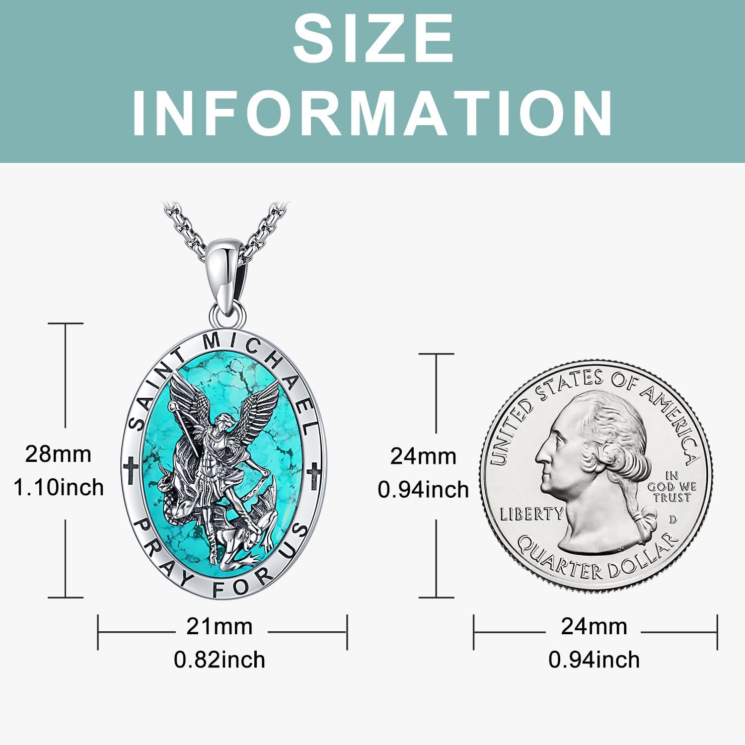 Miniatura 2 de Odinstone Collar de San Miguel Medallas de San Cristóbal Medallas de San Benito Collar con colgante de arcángel Miguel amuleto de protección de