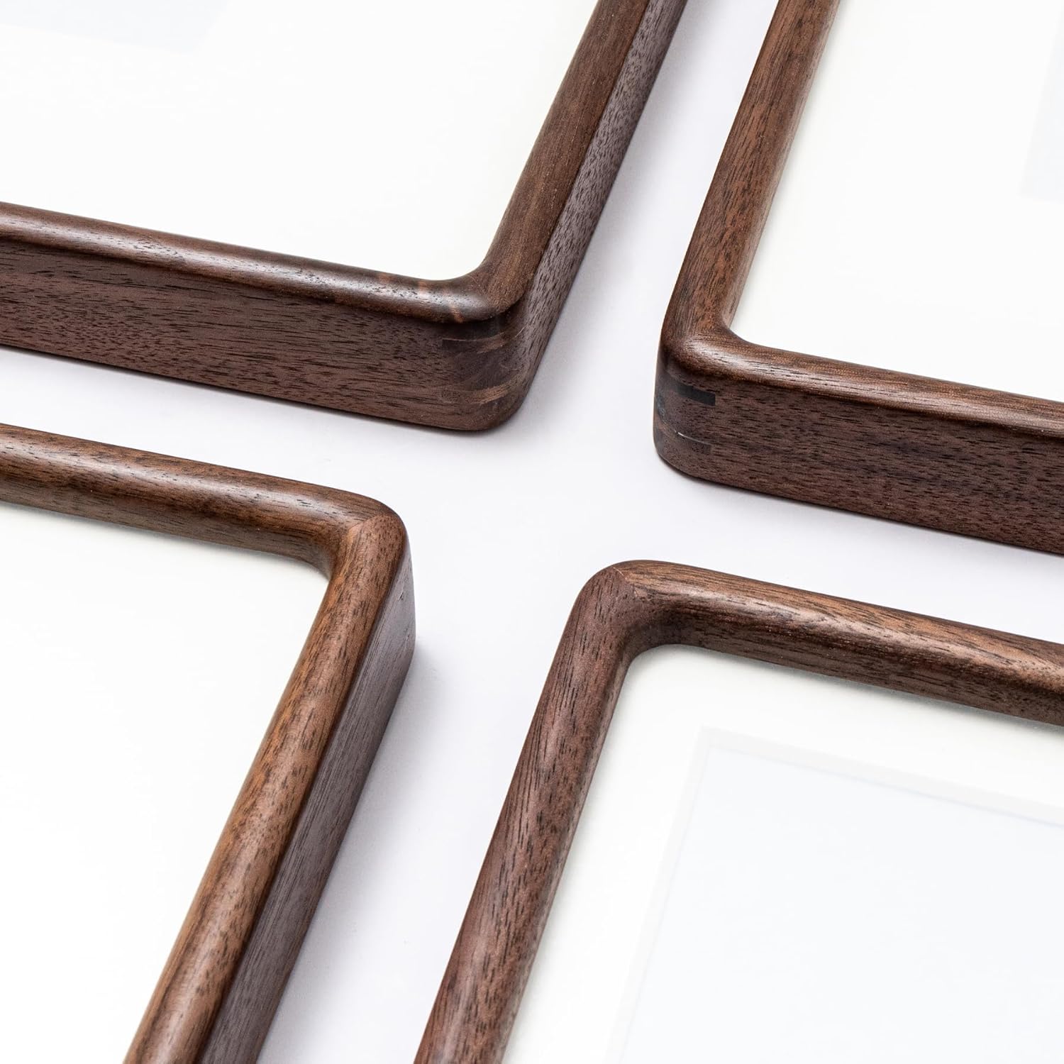 20x20 Square Frame, Solid Walnut Wood Poster Frame with Mat for 16x16 or 20x20 without Mat, Rounded Corner Walnut Wooden Frame, Gallery Wall Frames for Art