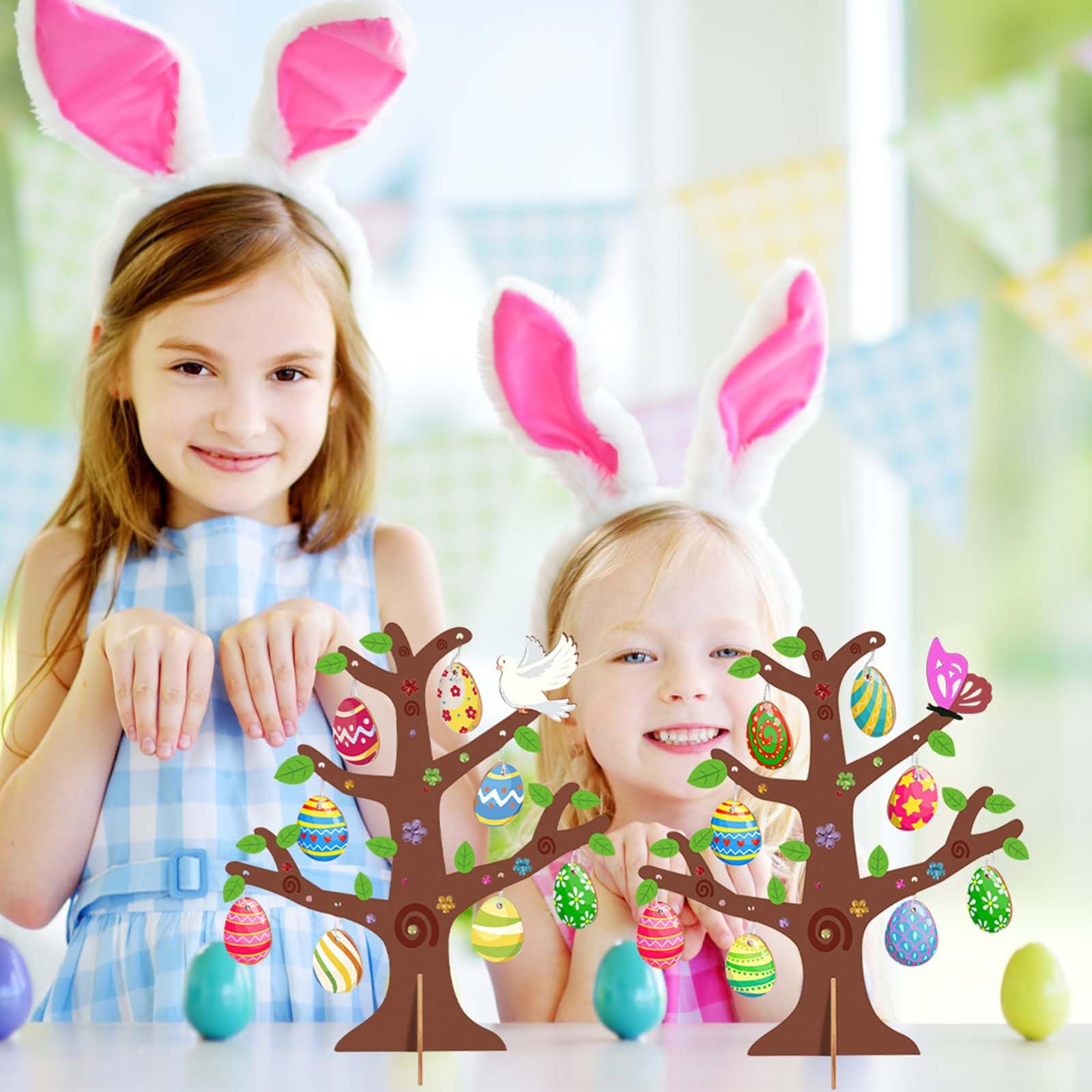 VIKILON Lot de 6 pièces de bricolage pour arbre de Pâques - Décoration pour enfants - Arbre de Pâques à peindre - Kit de bricolage en bois - Pour filles et garçons VIKILON Lot de 6 pièces de bricolage pour arbre de Pâques - Décoration pour enfants - Arbre de Pâques à peindre - Kit de bricolage en bois - Pour filles et garçons