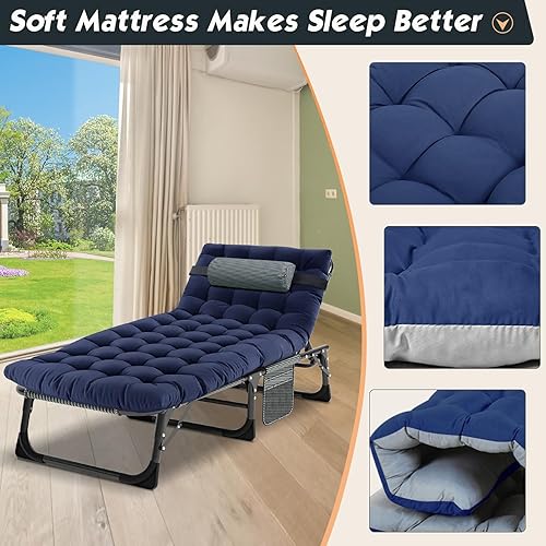 Miniatura 4 de MOPHOTO Silla de salón plegable de 5 posiciones, catre plegable, silla de salón al aire libre portátil para bronceado, perfecta para tomar el sol en