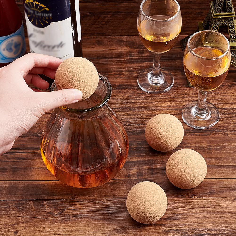 Tappo In Legno A Sfera Per Vino - 5 Cm, Sostituto Per Decanter E Caraffe, In Sughero - 3