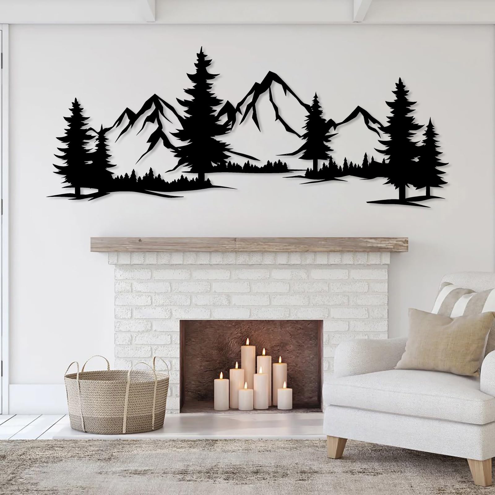 Amazon.com: Metal Mountain Wall Art, Mountain Wall Decor, Forest Wall ...