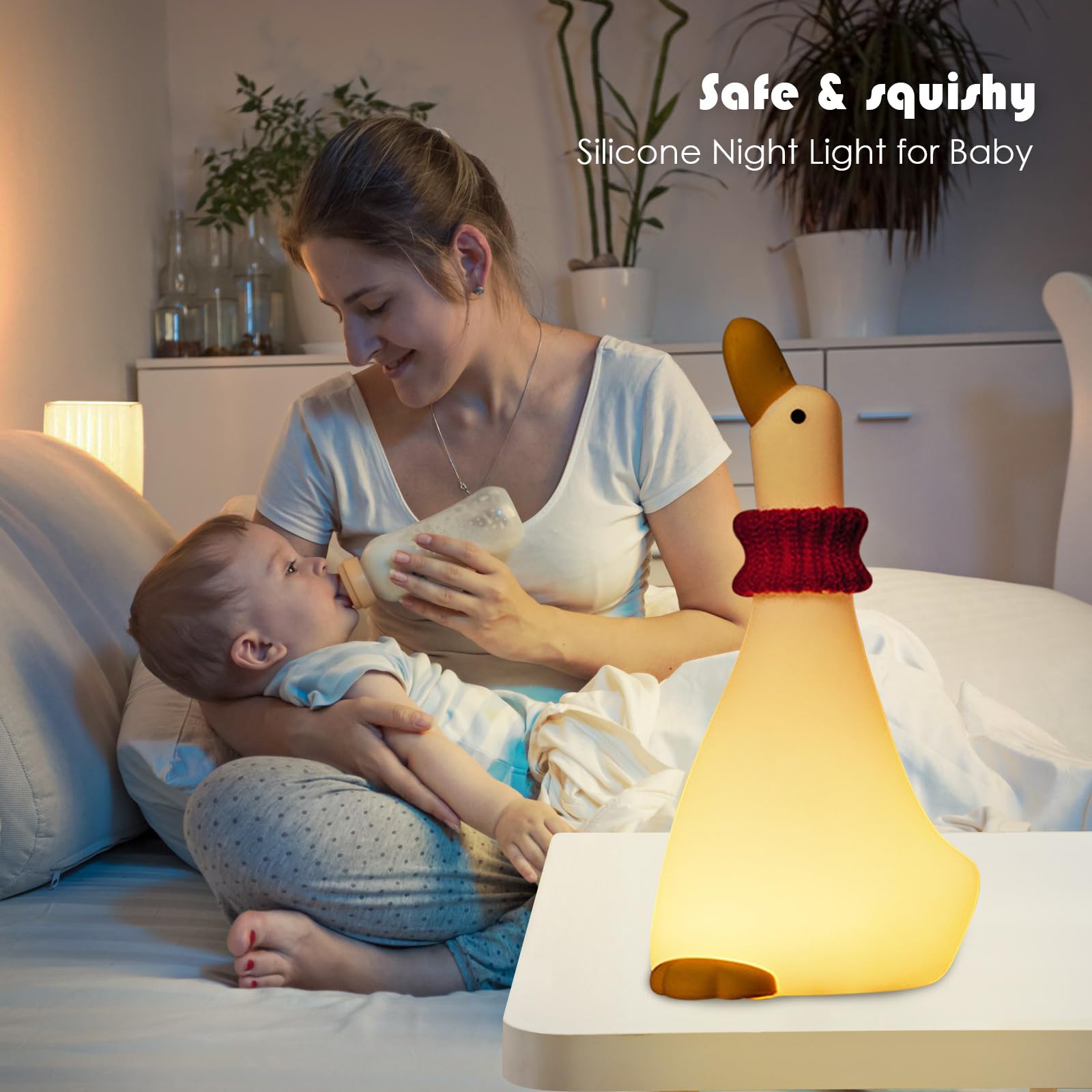 Luce notturna in silicone anatra per bambini con timer