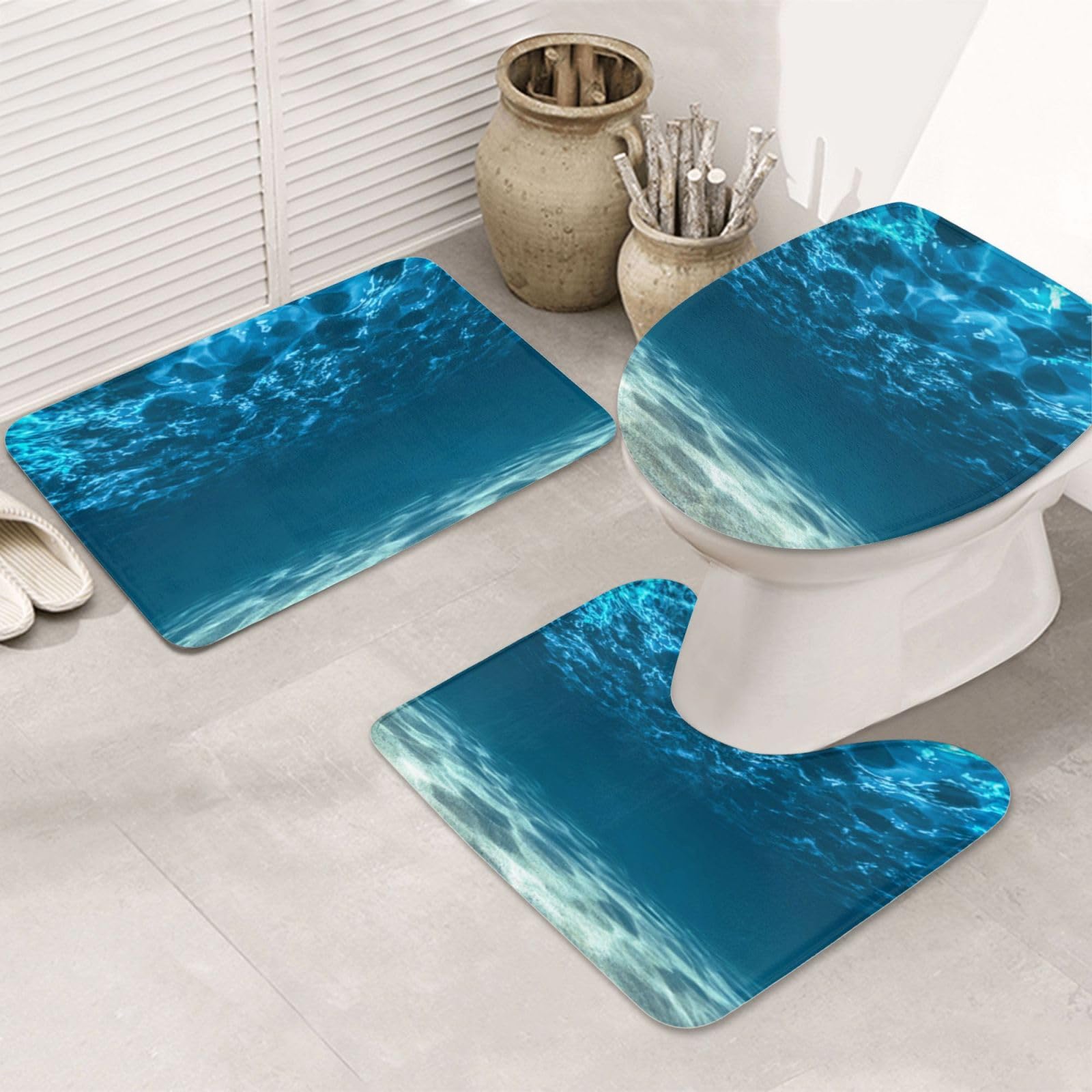 Tapis de sol pour salle de bain et cuisine lot de 3 tapis Ocean
