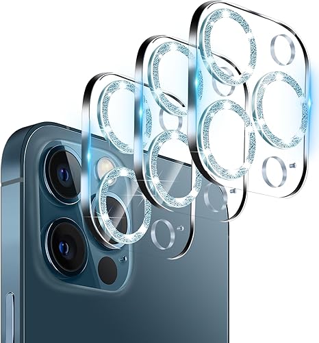 Miniatura 8 de Paquete de 3 protector de lente de cámara de vidrio templado para iPhone 12 Pro de 6.1 pulgadas, brillo brillante, Ultra HD, dureza 9H,
