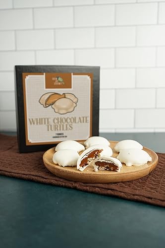Miniatura 3 de Green Jay Gourmet Tortugas de chocolate blanco – Nueces y delicias de caramelo cubiertas de chocolate blanco dulce – Regalo de cumpleaños premium,