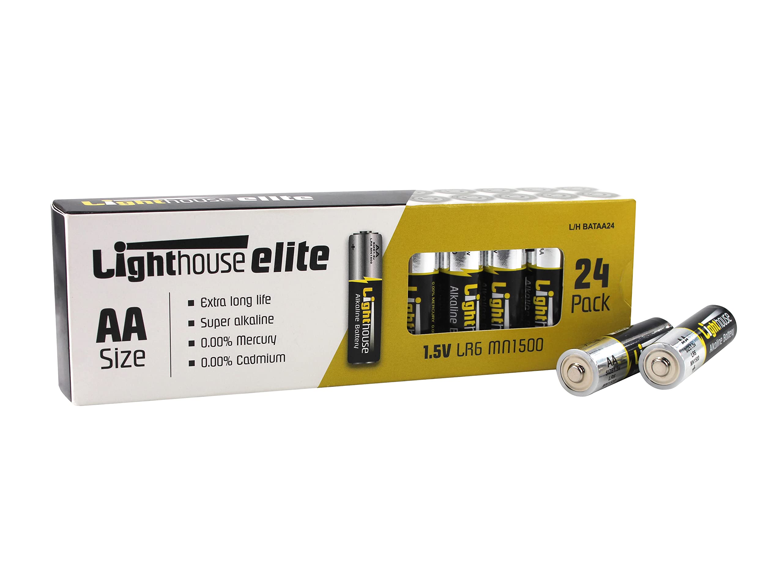 Lighthouse Aa Lr6 Alkaline Batteries 2400 Mah (Pack 24)