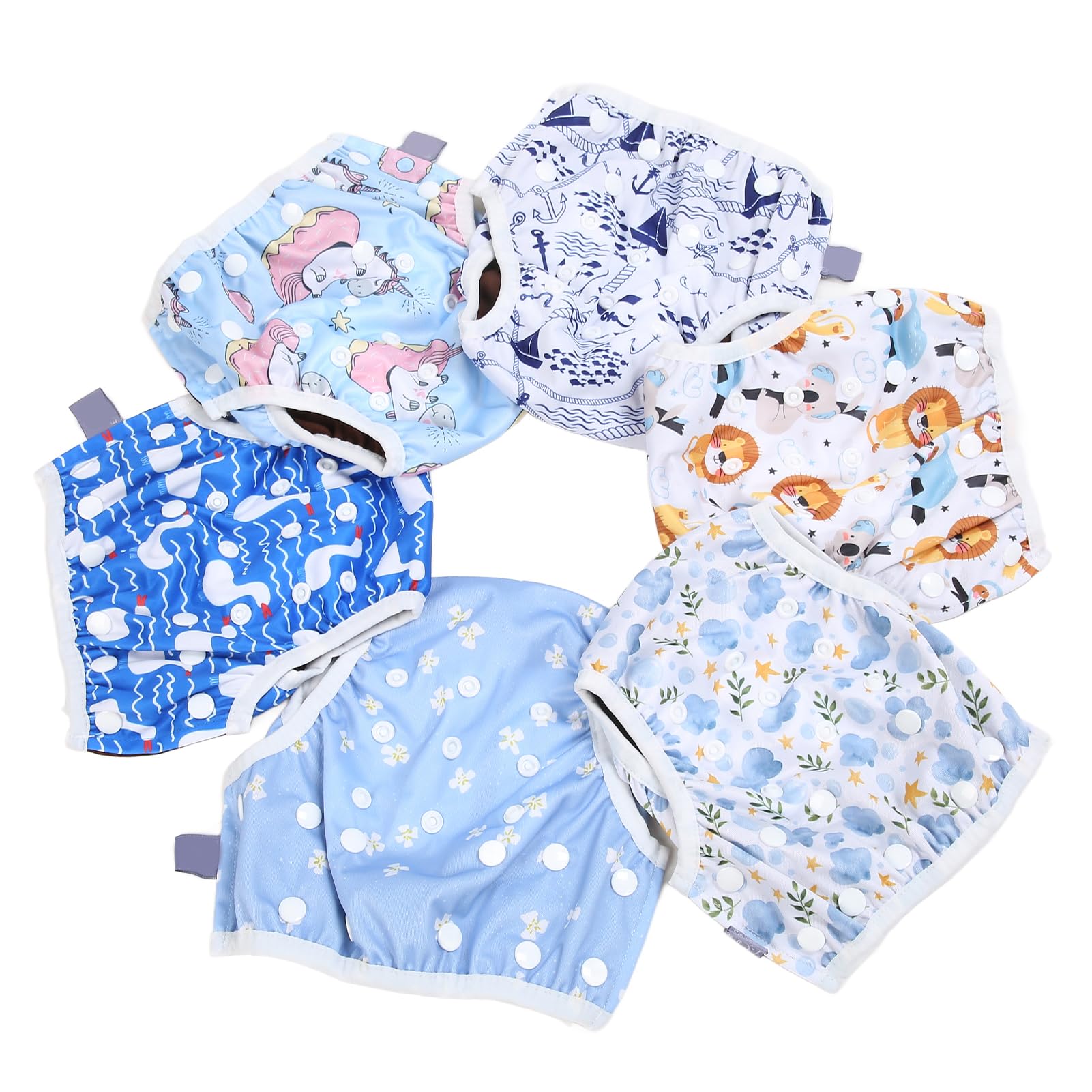 6 Stück Baby-Schwimmwindeln, atmungsaktiv, waschbar, wiederverwendbar, wasserdicht, für Kleinkinder, Netztaschen-Stoffwindeln