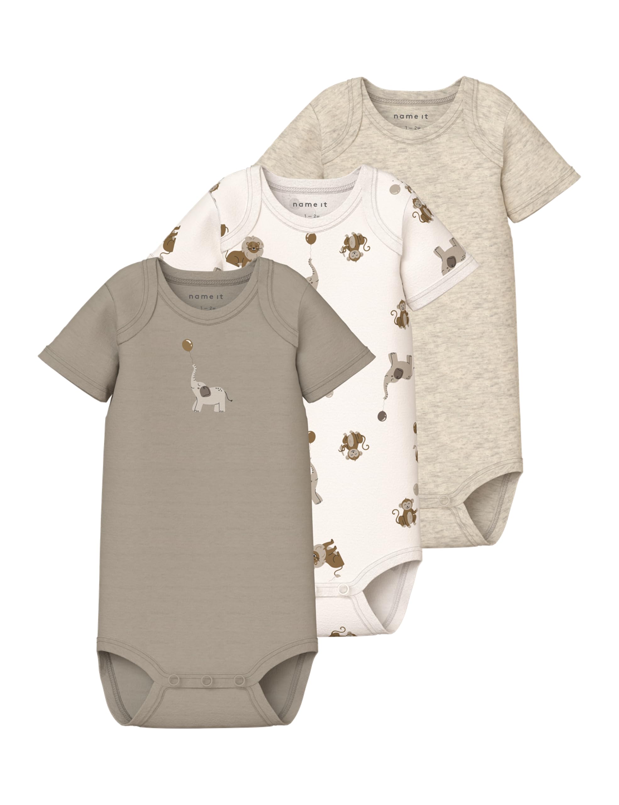 NAME IT Unisex Nbnbody 3p Ss Animal Noos Nbnbody 3P Ss Animal Noos (1er Pack)