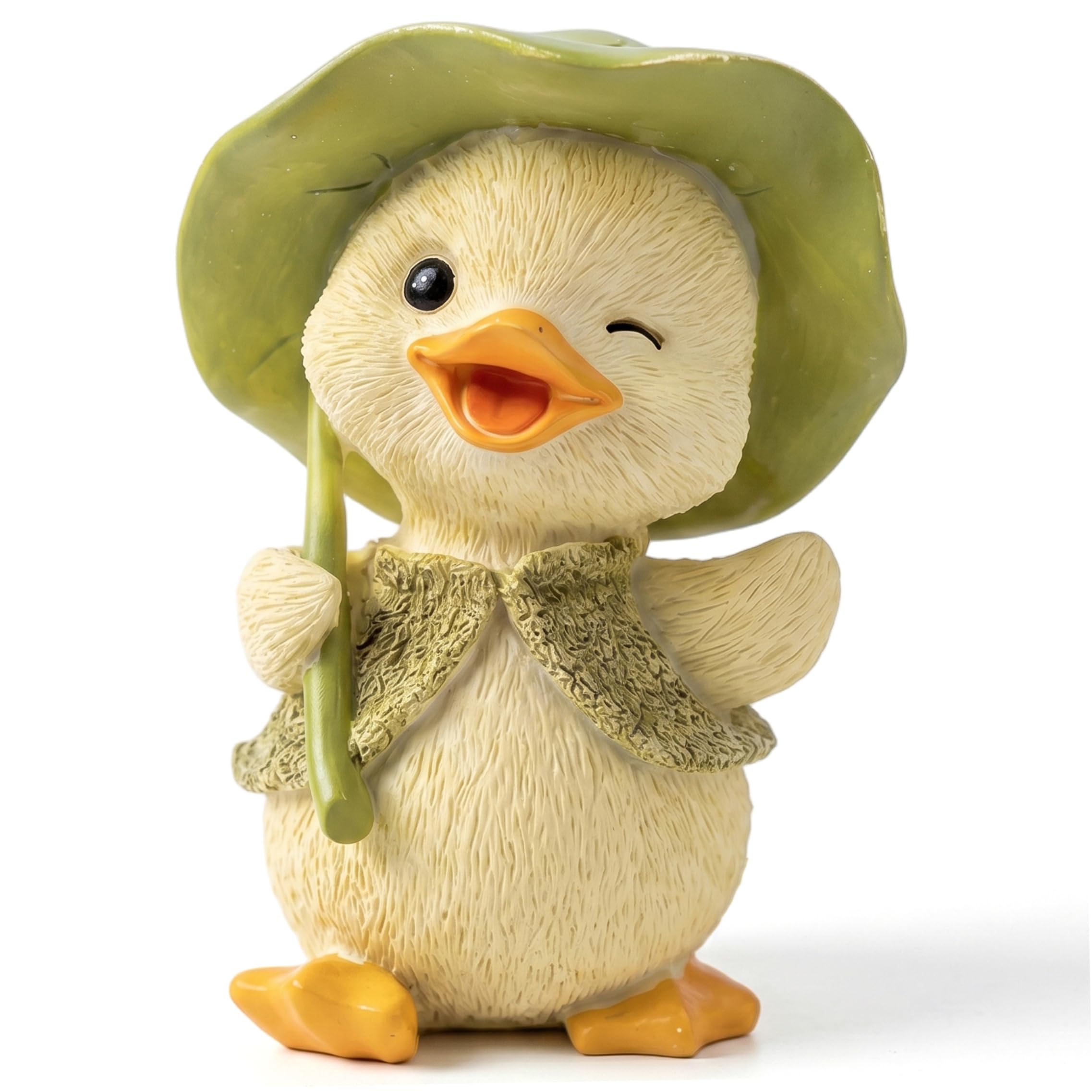 Bemonew Cute Umbrella Duck Statue, Hand-painted Resin Duck Decor, Car Dashboard & Desk Figurine For Fishermen & Dads
