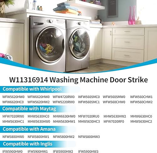 Miniatura 4 de W11316914 - Llave de puerta compatible con Whirlpool Maytag Amana Inglis Washer WFW5620HW0 WFW6620HC0 WFW6620HW0, piezas de repuesto W10921697