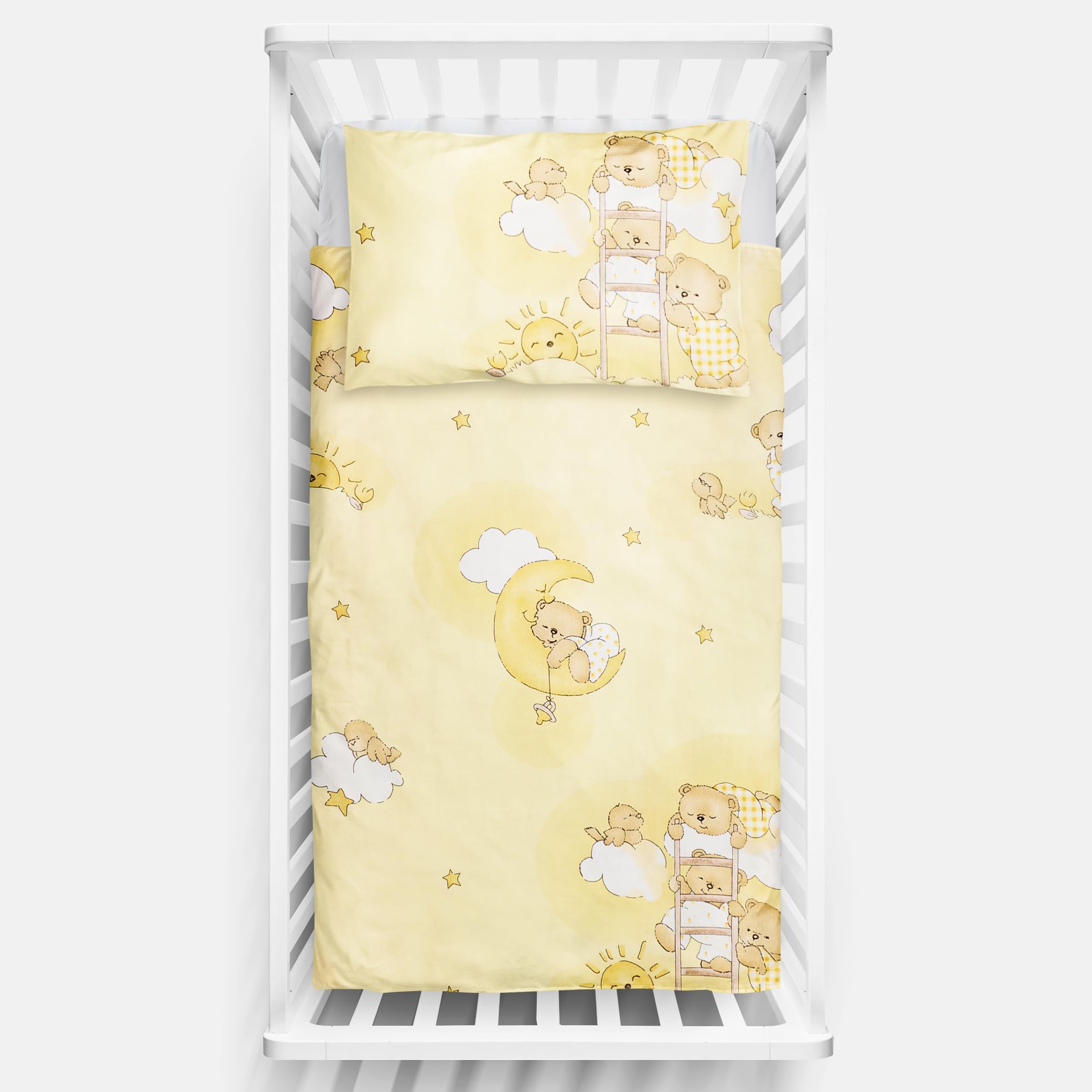Baby Comfort 4 Piece Duvet Pillow Duvet Cover Pillowcase 100x75 cm Bedding Set 12M+ (Ladders yellow) — image 1