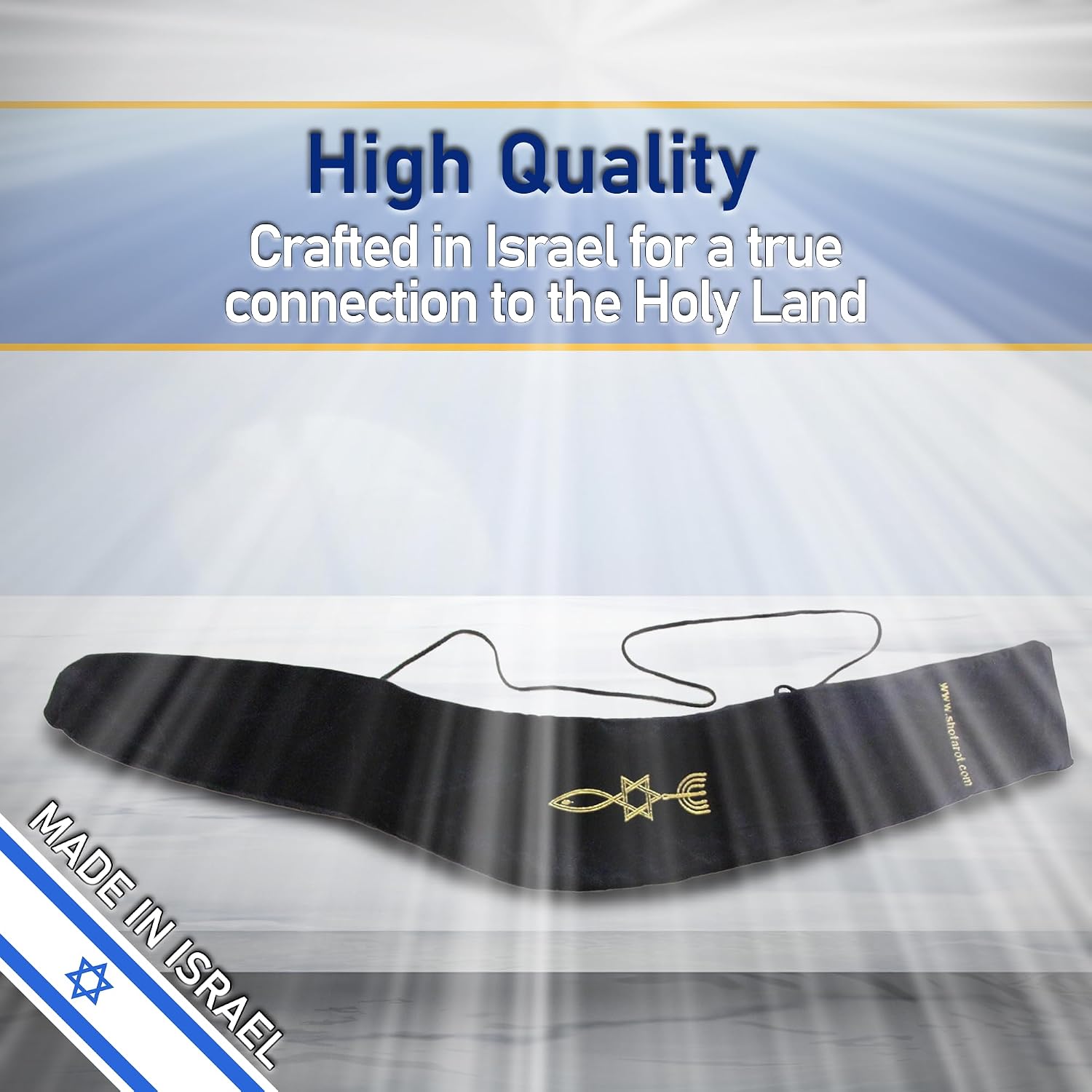 Long Velvet Yemenite Kudu Kosher Shofar Bag | Elegant Protective Shofar Bag for Christian & Jewish Ceremonies | Durable Israel Bags