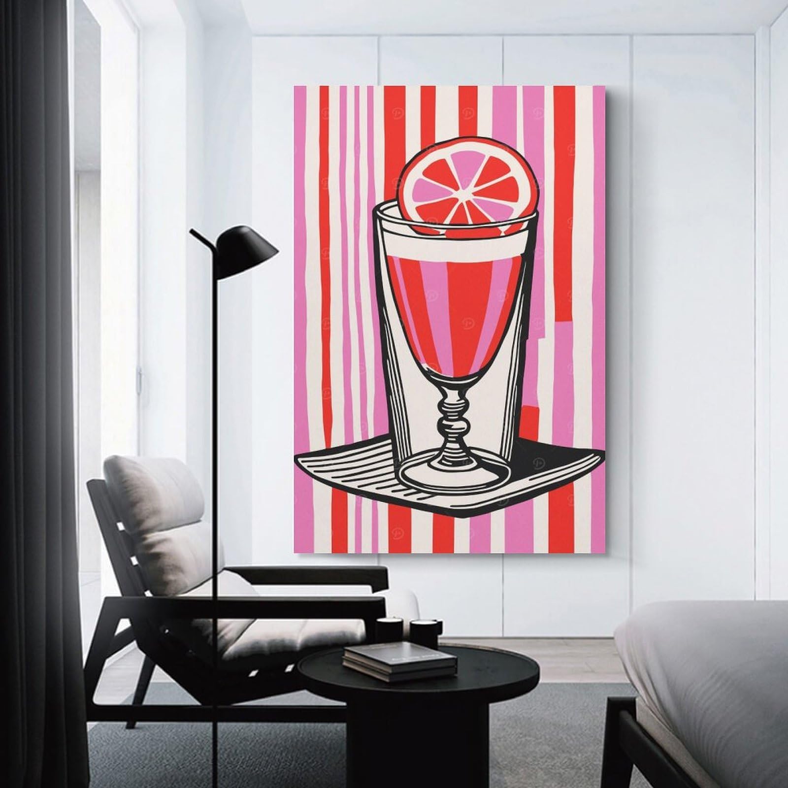 Junmoney Room Decor Wall Art Pop Art Pink Glass, 24x36inch(60x90cm), for Gallery Wall Decor And Room Displays, An Easy Match for Collected Prints