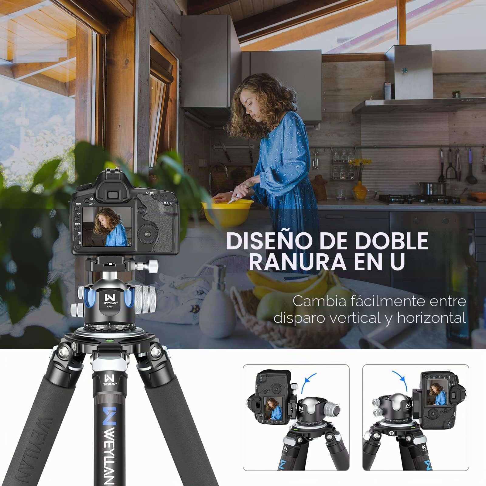 WEYLLAN CH55 cabeça de Bola de tripé, 55mm cabeça de tripé de Metal | 55mm cabeça de tripé, com placa de desbloqueio rápido Arca Swiss, para tripé, DSLR, câmara de vídeo, cámara,carga máxima 40kg