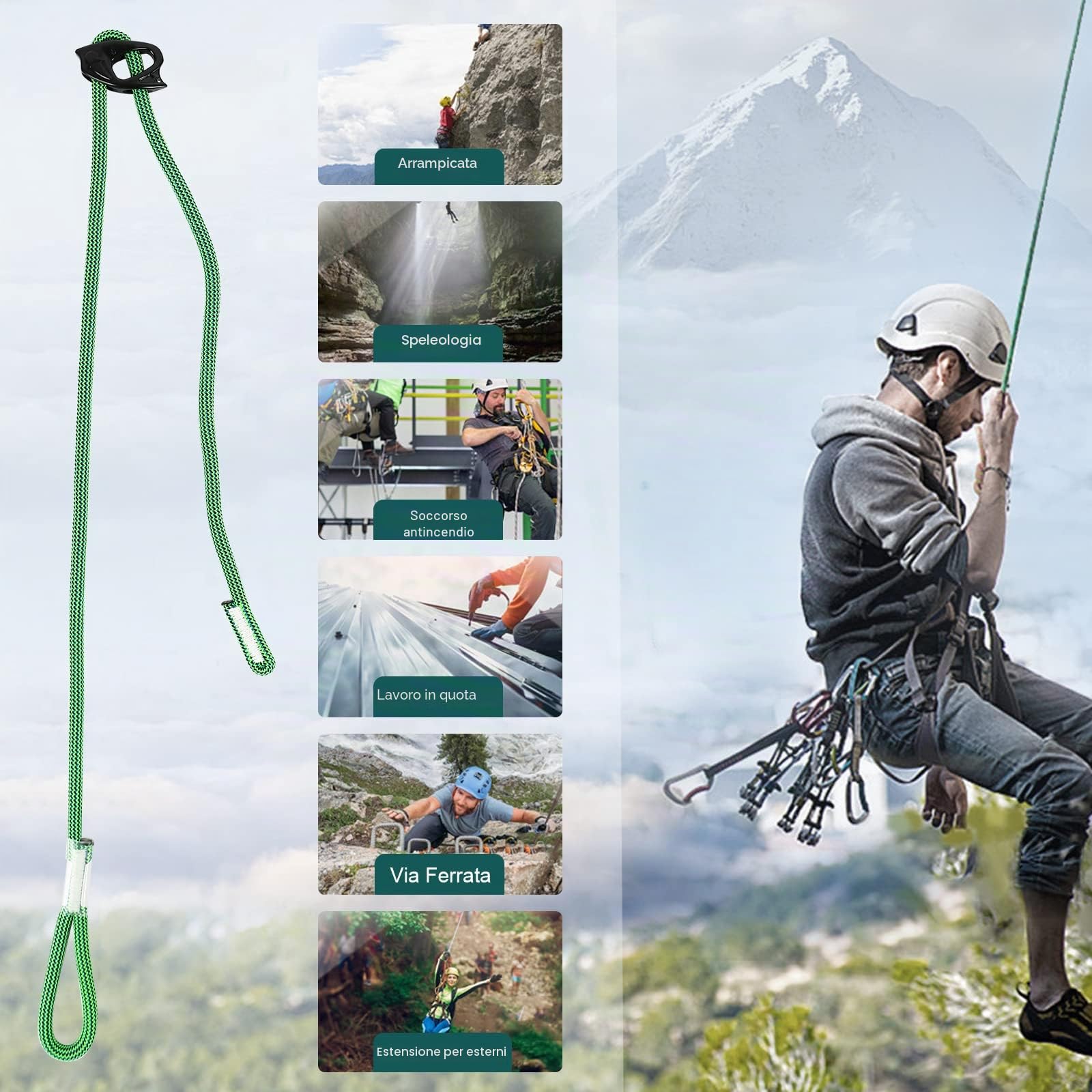 Cintura di sicurezza intermedia Connect Adjust, regolabile Belay Station Sling, 15-95 cm