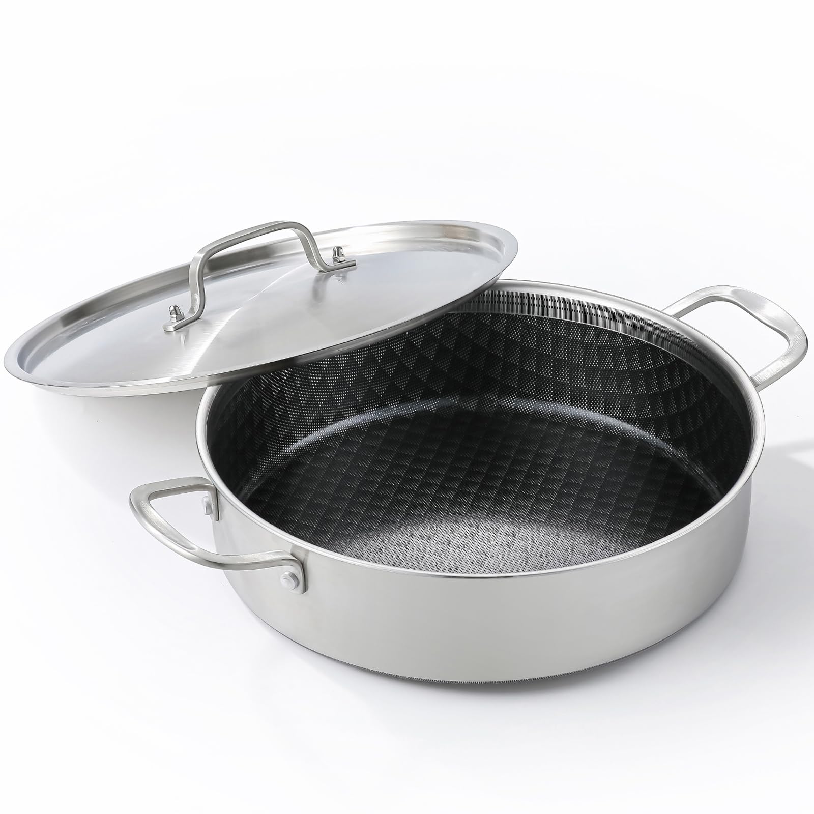 DELARLO 8 Quart Stainless Steel Braiser Pan -8