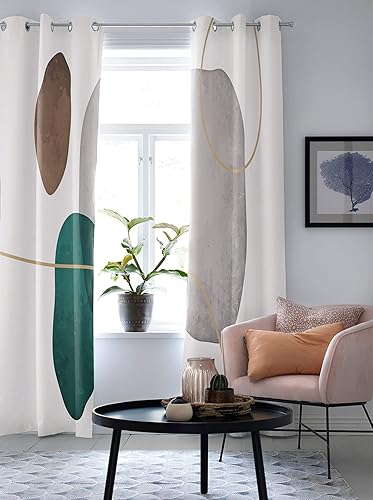 Miniatura 5 de Curtains Panels for Bedroom Abstract Modern Shapes Line Art Window Curtains Light Filtering Grommet Top Drapes for Bathroom Living Room-Set of 2