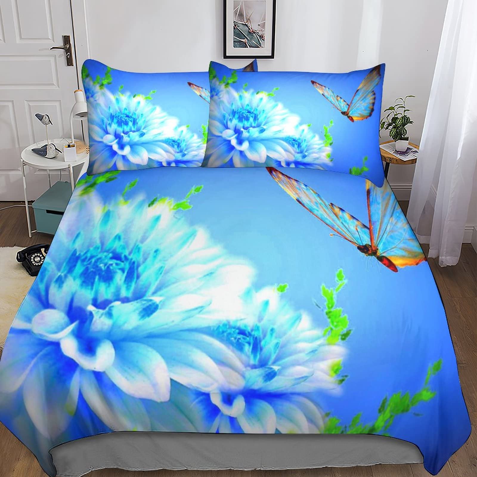 Housse de couette 3D papillon anti-allergie parure de lit junior grand format 220x240