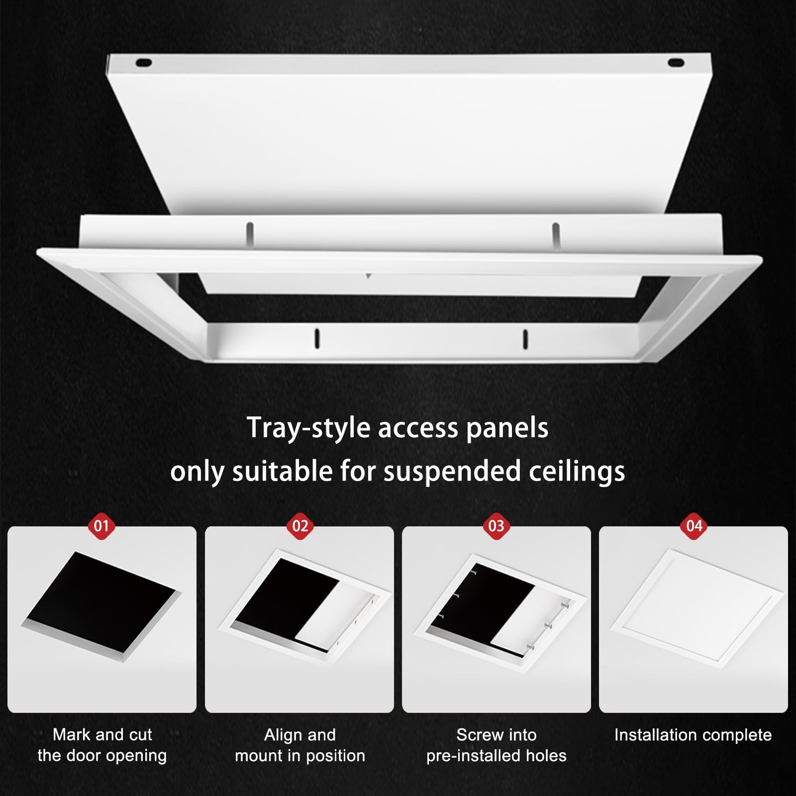 Trampilla Pladur Panel De Acceso Metálico Al Techo, Trampilla Pladur Tapa De Registro Para Ducha De Baño, Aluminio, Incluye Tornillos De Montaje, Puerta De Servicio Oculta(White,50 * 50cm)