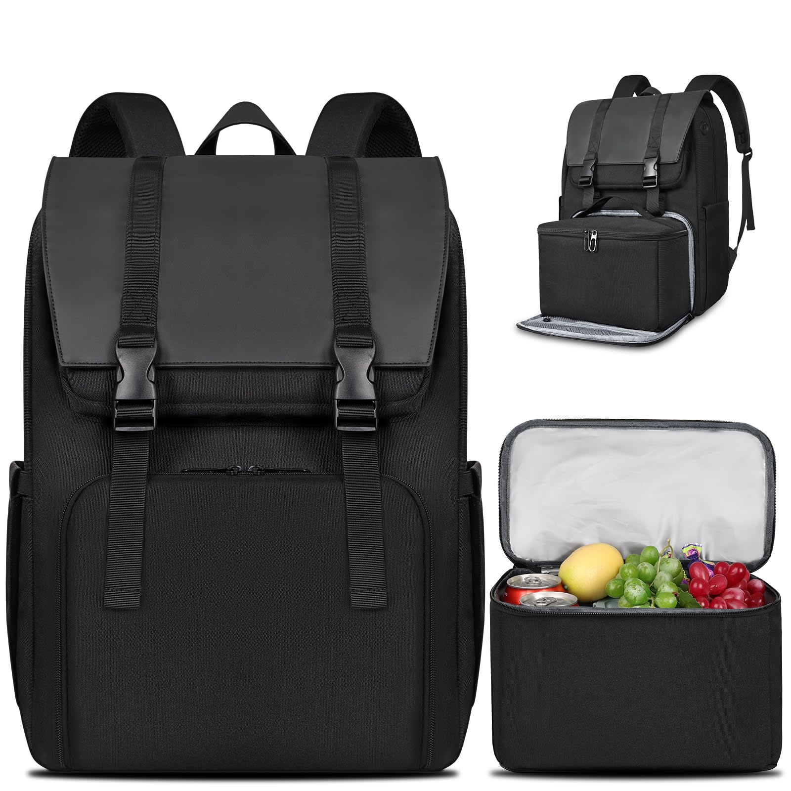 BERTASCHE Lunch Backpack, Laptop Backpack 15.6 inch w/Insulated Cooler Lunch box for Men Women, Vintage Work Backpack for College Business Commuter Travel