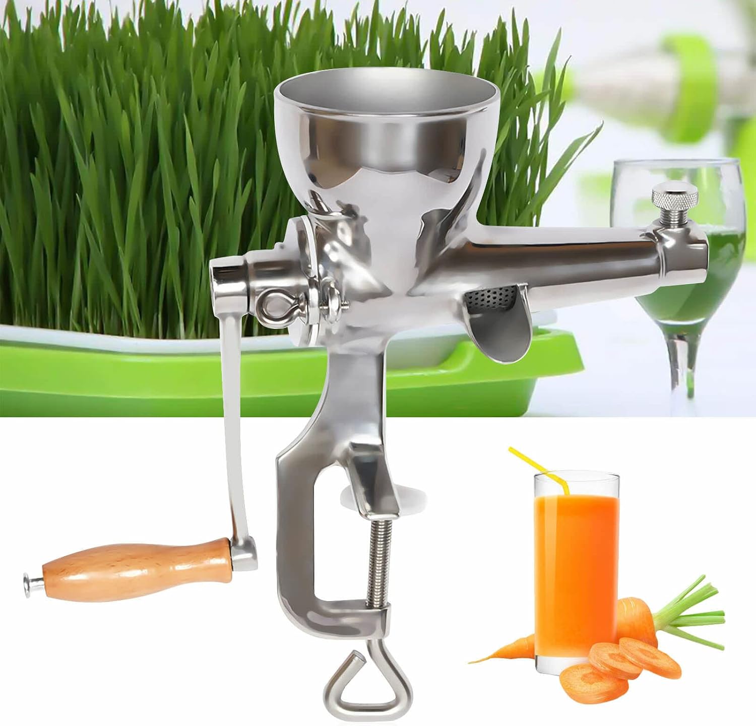 Manual Juicer Squeezing Wheat Grass Vegetable Fruit Extractor Hand Press Manual Citrus Juicer Stainless Steel,for Oranges, Lemons, Limes, Creameries, Restaurants