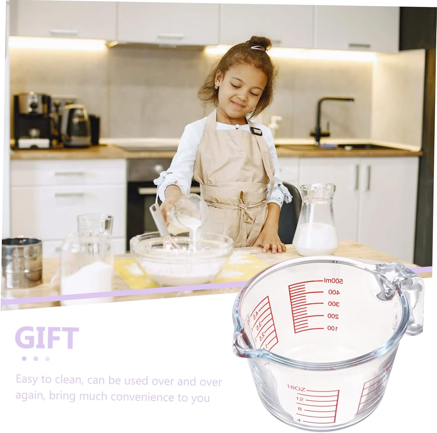High-Temperature Resistant Glass Measuring Cup Graduation Scale Thickened Kitchen Baking Tool for Liquid and Dry Ingredients for Home Cooking and Baking